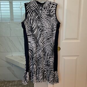 Tail Black and White Patterned Mini Dress